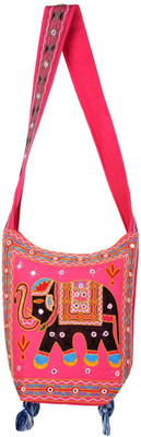 

Rajrang Women Casual Pink, Black Cotton Sling Bag, Black;pink