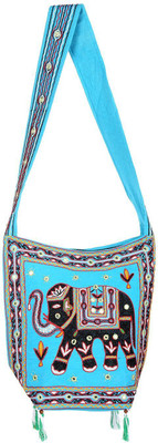 

Rajrang Women Casual Blue, Green Cotton Sling Bag