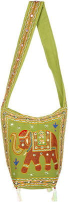 

Rajrang Women Casual Green, Brown Cotton Sling Bag, Brown;green