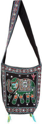 

Rajrang Women Casual Green, Black Cotton Sling Bag, Black;green