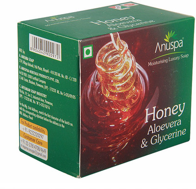 

Anuspa Herbal Honey Aloevera and Glycerine 125 gm Bathing Soap for clear and youthful skin(125 g)