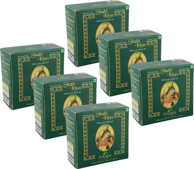 

Anuspa 6 Herbal Shahi Khus 125g Soaps for rejuvenation(750 g, Pack of 6)