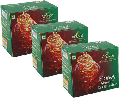 

Anuspa 3 Herbal Honey Aloevera & Glycerine 125g Soaps(375 g, Pack of 3)