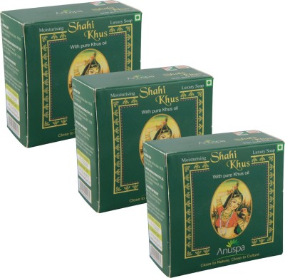 

Anuspa 3 Herbal Shahi Khus 125g Soaps for rejuvenation(375 g, Pack of 3)