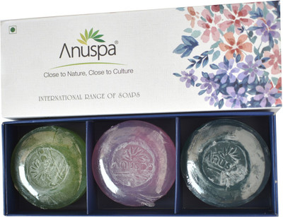 

Anuspa Multicolour Herbal International Range Bathing Soap Set of 3(375 g, Pack of 3)
