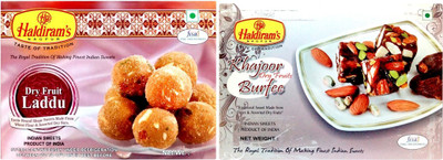 

Haldiram's Dry Fruit Laddu and Khajur Dryfruits Burfi (Combo Pack)(800 g, Box)