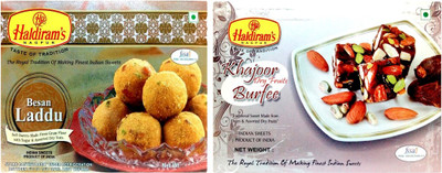 

Haldiram's Besan Laddu and Khajur Dryfruits Burfi (Combo Pack)(800 g, Box)