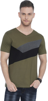 RODID Solid Men V-neck Grey T-Shirt