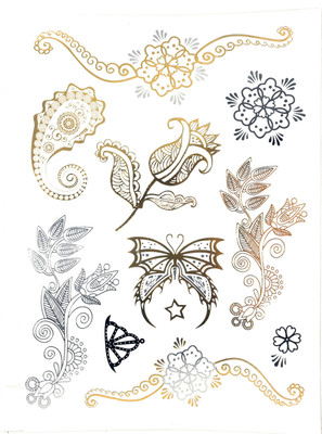 

Savii Golden And Silver Hand Wrist Heena Flowers Butterflies(Golden And Silver Hand Wrist Heena Flowers Butterflies)