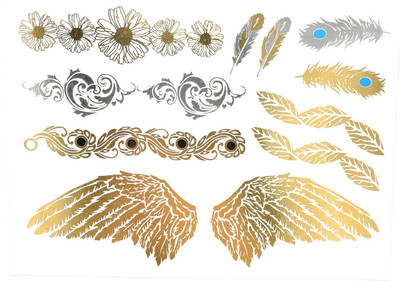 

Savii Golden And Silver Hand Wrist Heena Wings Peacock Feathers(Golden And Silver Hand Wrist Heena Wings Peacock Feathers)