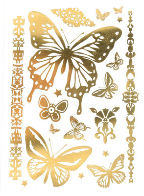 Savii Golden And Silver Hand Wrist Heena Butterflies(Golden And Silver Hand Wrist Heena Butterflies)