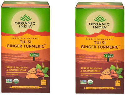 

Organic India TULSI GINGER TURMERIC Tulsi, Ginger Herbal Infusion Bags Box(50 Bags)