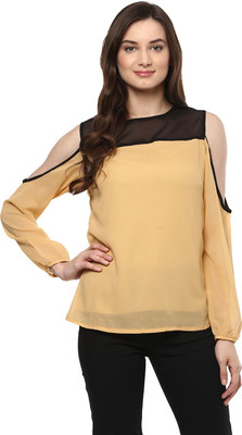 MAYRA Casual Full Sleeve Solid Women Beige Top MAYRA Casual Full Sleeve Solid Women Beige Top