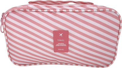 

House of Quirk Cosmetic Pouch(Pink), Pink stripes