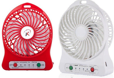

Elegant Shopping Rechargeble Fan Portable Desktop Fan, Set of 2 USB Fan(Red, White)