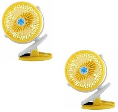 

techdeal 360 Degree Rotate Rechargeable Clip Handy Mini set of 2 USB Fan(Yellow)