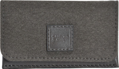 

CANVAS & AWL Men Grey Canvas, Genuine Leather Card Holder(2 Card Slots)