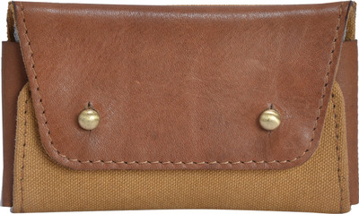 

CANVAS & AWL Men Tan Canvas, Genuine Leather Wallet(1 Card Slot), Brown;tan