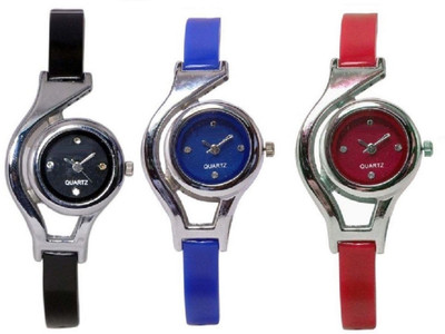 

Freny Exim professional and beautiful black blue and red women combo Bracelet watches Watch - For Girls