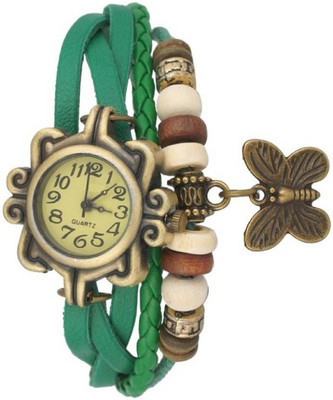 

Knack 01S1P03 rakhi collation butterfly green leather belt vintage attractive watch for women Watch - For Girls