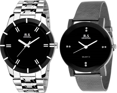 

R S Original RSO-2099 BASIC ANALOG BLACK WATCH FOR COUPLE Watch - For Couple