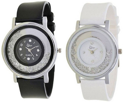 

Shunya Black White Attractive PU Strap SF-1011-15 Analouge Watch For Women And Girls Watch - For Women