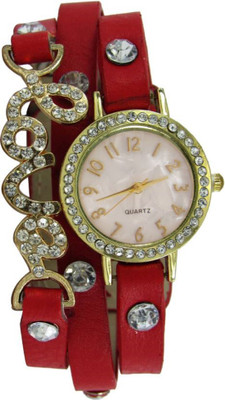 

KNACK KN143CK52 diamond sttuded on red leather belt lovely watch - for girls Watch - For Girls