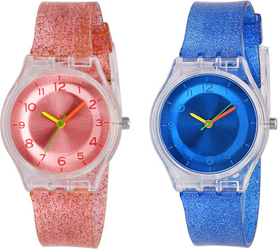 

COSMIC SET OF 2 RED AND BLUE SPARKLING FEATHER OR LIGHT WEIGHT KIDS COLLECTION Watch - For Boys & Girls