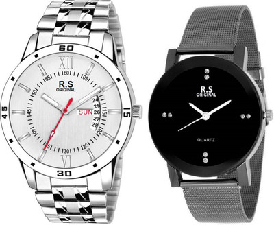 

R S Original RSO-2093 DAY AND DATE BLACK WATCH FOR COUPLE Watch - For Couple