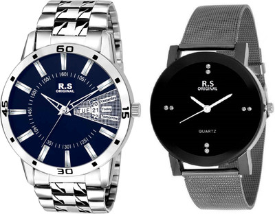 

R S Original 2096 DAY AND DATE BLACK WATCH FOR COUPLE Watch - For Couple