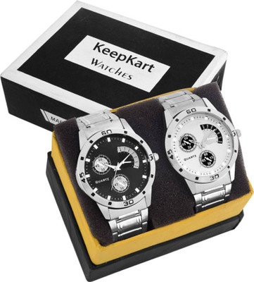 45 OFF on keepkart Silver And Black Dial Stainless Still Strap Couple Watch Combo For Men And Women Analog Watch For Boys Girls on Flipkart PaisaWapas