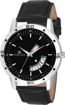 

Gesture 1113- Black Day And Date Strap Watch - For Men