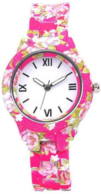 

Varni Retail Designer Pink Floral Print Dial With Printed Strap Girls Wrist Watch For Women Watch - For Girls
