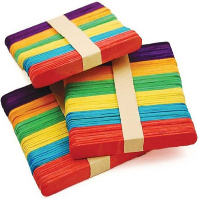 

Sakshi Enterprises 300 Natural Wooden Multicolor Ice Cream Sticks -