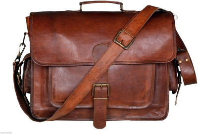 

STYLOLEATHERBAGS Leather Messenger Bag Leather Shoulder Laptop Bag Messenger Bag(Brown, 12 inch)