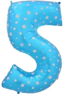 

AMFIN Printed 17 Inch, 5 (Five) Number Foil Balloon For Birthday Party Decoration/ Engagement, Anniversary Party Decoration Balloon(Blue, Pack of 1)