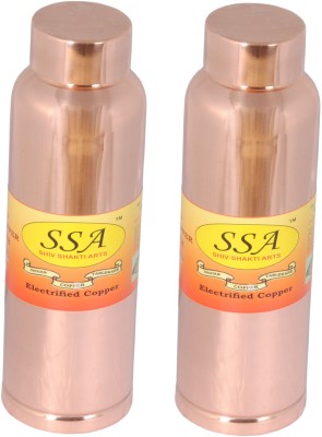 Shivshakti Arts Pure Copper Bottle outside Lacquer Coated, :Set Of 2 1000 ml Bottle(Pack of 2, Brown, Copper)