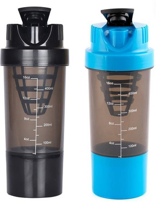 

Tranduious Crossfit Fitness Shake it Gym protein shaker/sipper 500 ml Shaker(Pack of 2, Black, Blue)
