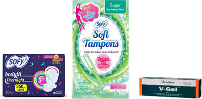 

Sofy Body fit Overnight Pad, Soft Tampons, V Gel(Set of 3)