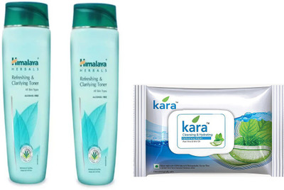 

Himalaya refreshing toner, kara skin care wipes(Set of 3)