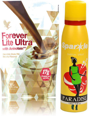 

Forever Lite Ultra With Aminotein chocolate 400 g (471) With one sparkle perfume spray 150 ml(Set of 2)