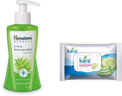 

Himalaya Purifying Neem Face Wash, kara skin care wipes(Set of 2)