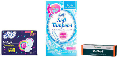 

Sofy Body fit Overnight Pad, Soft Tampons, V Gel(Set of 3)