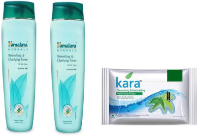

Himalaya refreshing toner, kara skin care wipes(Set of 3)