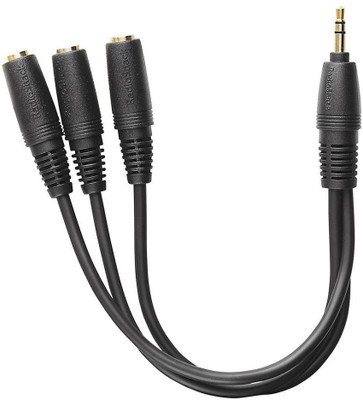 Techvik Black 3.5 mm Male To Three 3.5 mm Female Audio Stereo Earphone Phone Converter(Android, iOS)