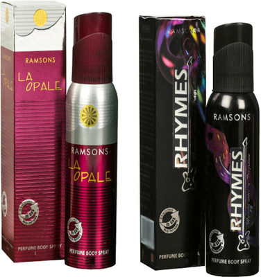 

RAMSONS RHYMES PERFUME BODY SPRAY 120 ML+ LA OPALE PERFUME BODY SPRAY 120 ML Deodorant Spray - For Men & Women(120 ml, Pack of 2)