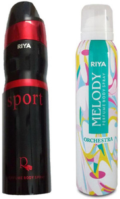 

Riya MELODY PERFUME BODY SPRAY 150 ML + SPORT PERFUME BODY SPRAY 200 ML Deodorant Spray - For Men & Women(200 ml)