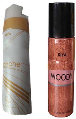

Riya WOODY PERFUME BODY SPRAY 150 ML +BLANCHE PERFUME BODY SPRAY 200 ML Deodorant Spray - For Men & Women(200 ml)