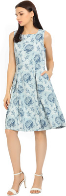 tokyo talkies navy blue printed dress