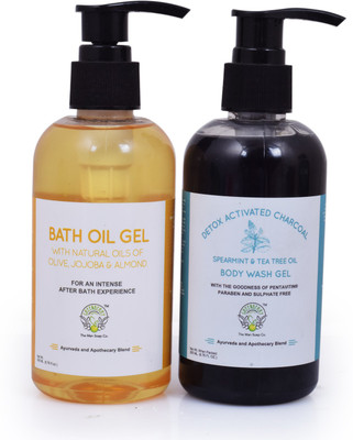 

Greenberry Organics Summer Bath Combo of Activated Charcoal Body Wash with Bath Oil Gel with oils of Almond, Jojoba & Olive (100% Natural) | Paraben, Sulphates & Phthalates Free (200 + 200 GMS)(440 g)